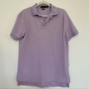 Ralph Lauren Purple Polo With Collar And Small Blue Embroidery